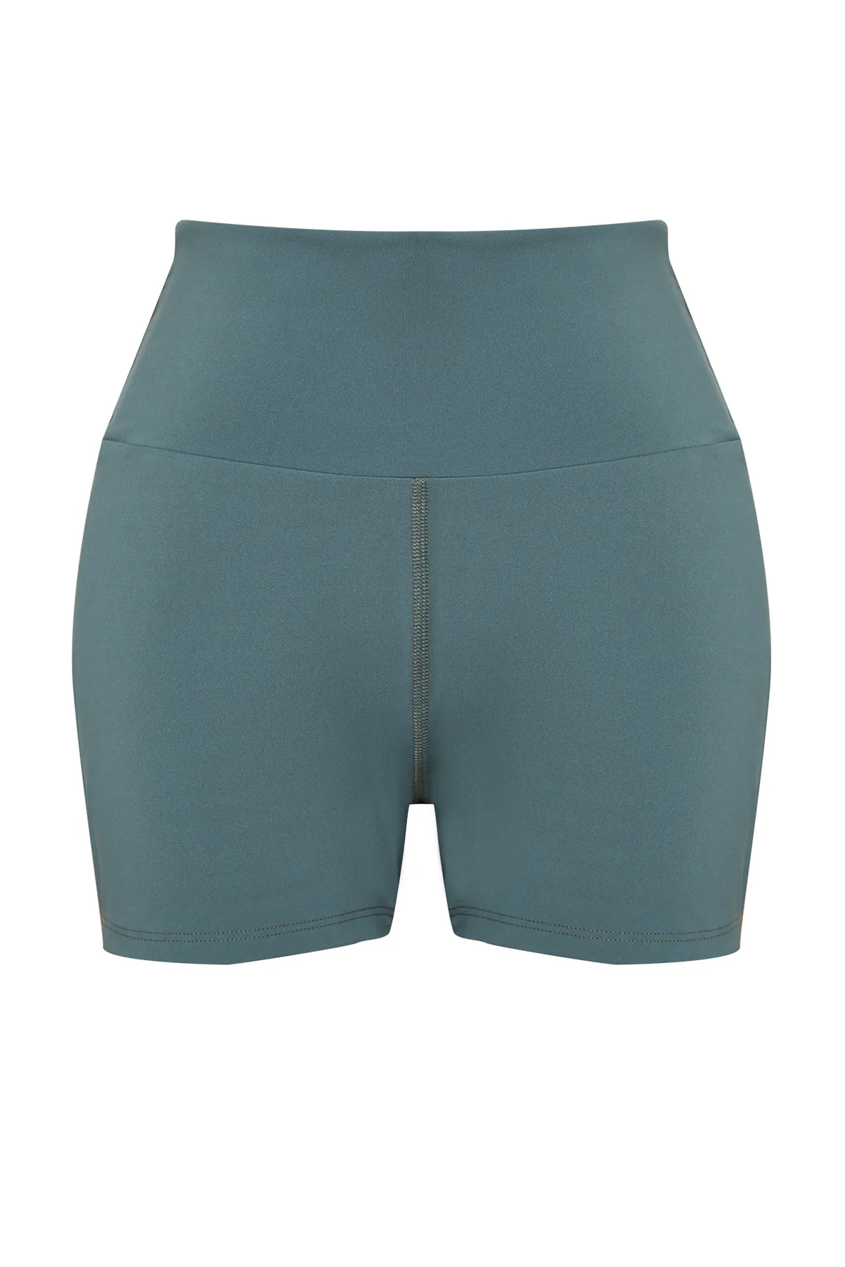 Trendyol Collection  Khakifarbene, gerüschte Restorer-Reflektor-Print-Sportshorts/kurze Leggings aus Strick mit lockerer Passform THMSS24TY00004