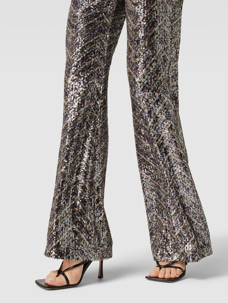 Flared Stoffhose mit Paillettenbesatz Modell 'FRANCIS' in beige