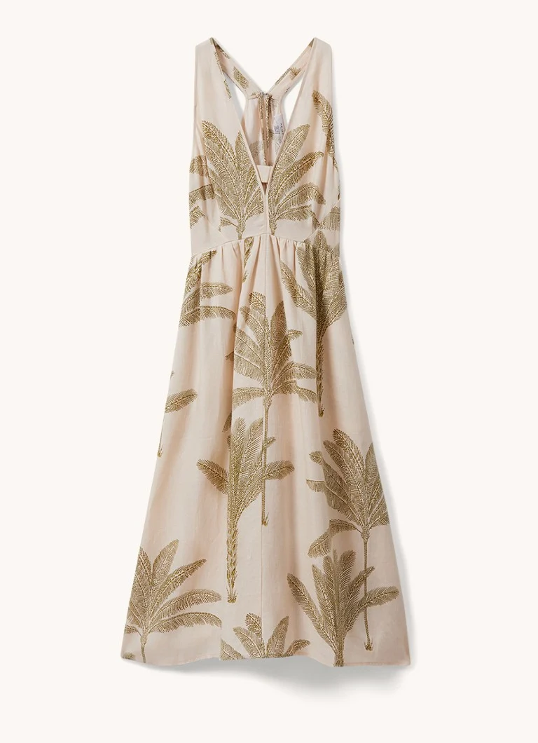 Reiss Anna linen midi dress with print