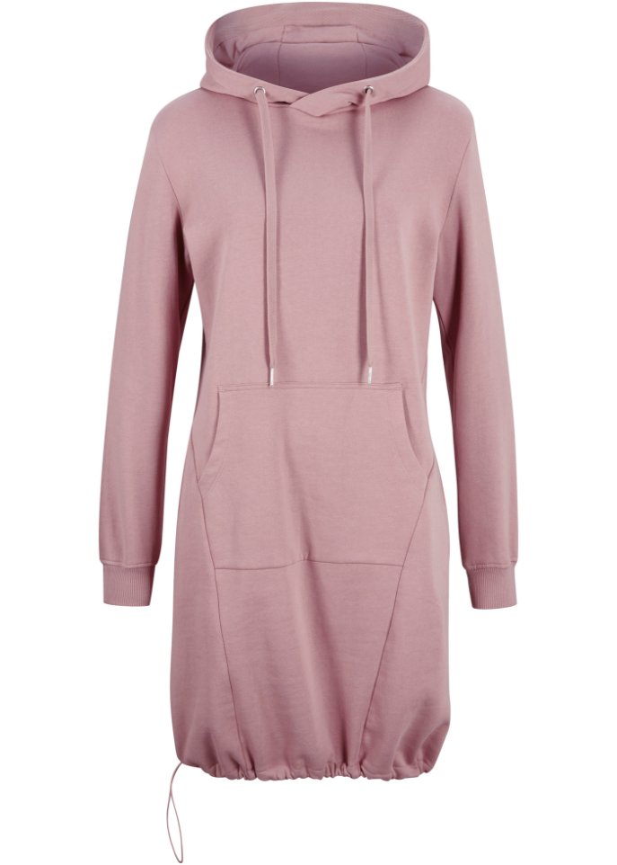 Sweatkleid mit Kapuze und Gummizug am Saum