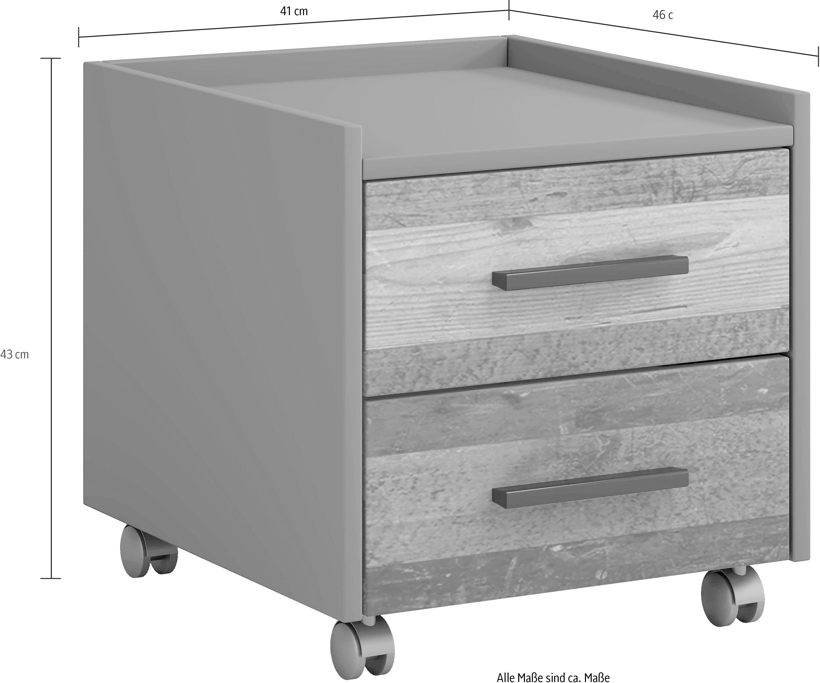 Home affaire Jugendzimmer-Set Nonjoo-Teen, (3-St), Industrial Style, Bett mit Stauraum + Nachttisch + 3er Kleiderschrank