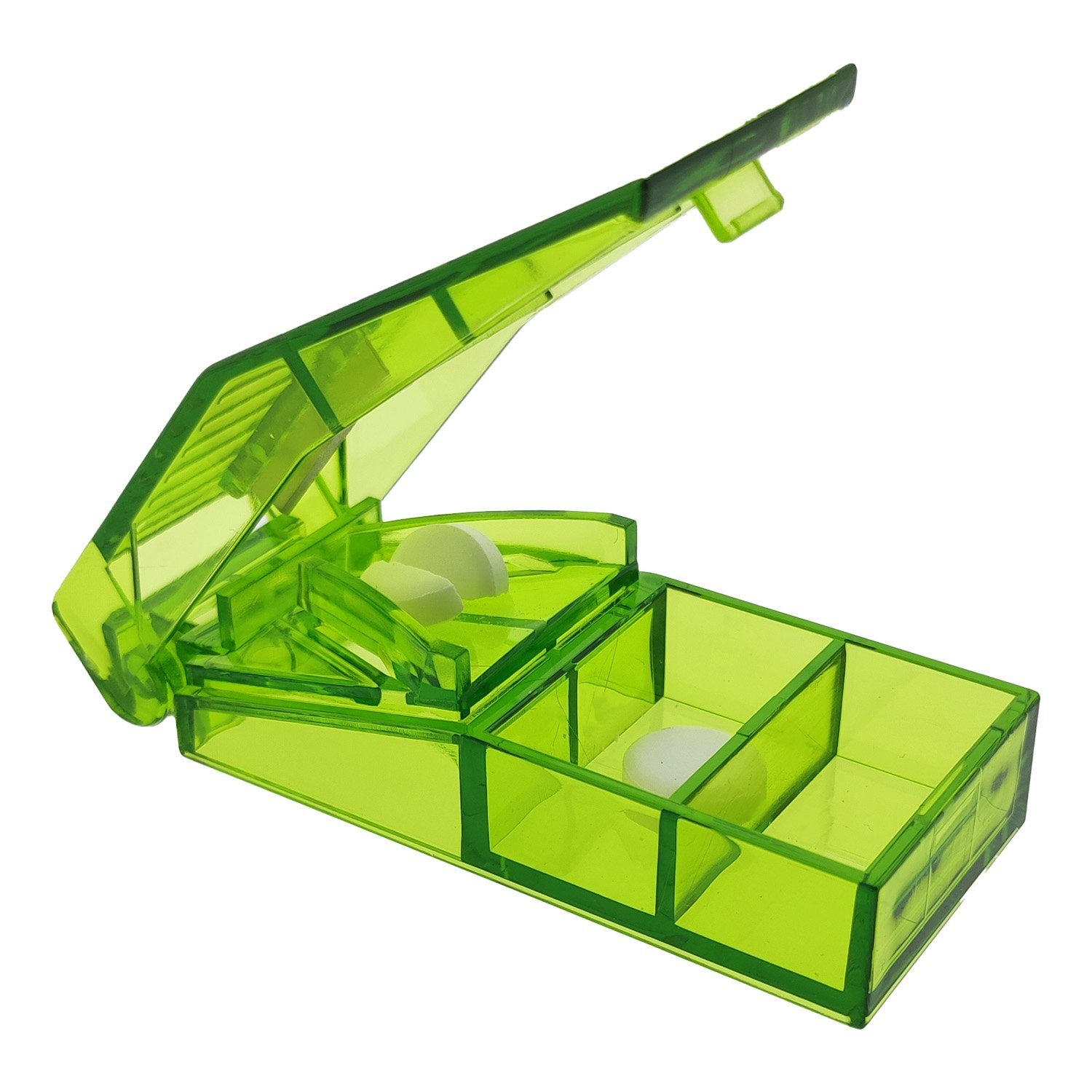 varivendo Zahndose Pillen-Teiler, ca, 8,5 x 3,5 cm, grün-transparent Pillenteiler Tablett