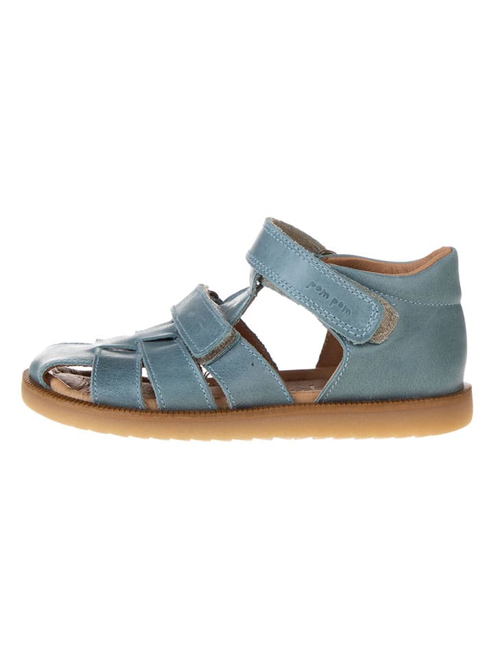 POM POM Leder-Halbsandalen in Blau günstig kaufen