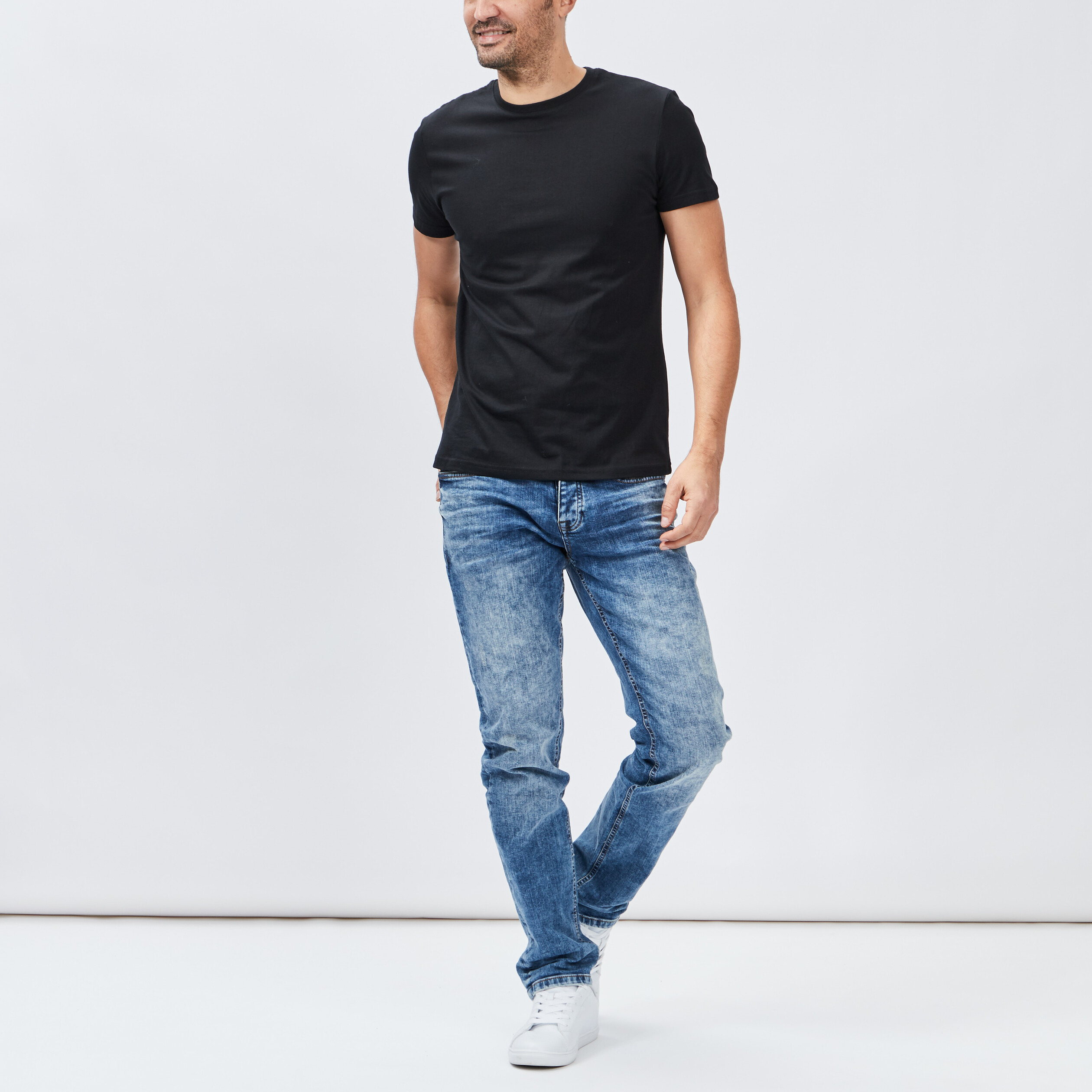 T-shirt en coton manches courtes noir homme | La Halle