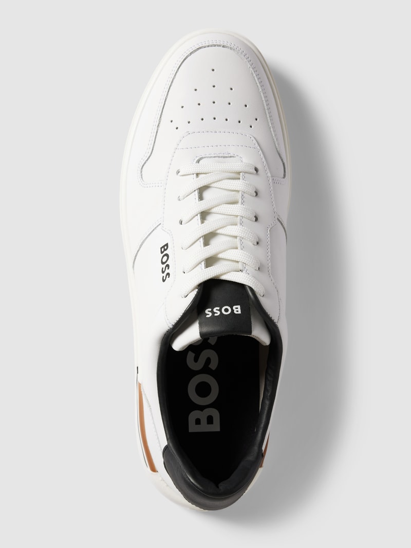 Sneaker aus Leder mit Label-Details Modell 'Clint' in weiß