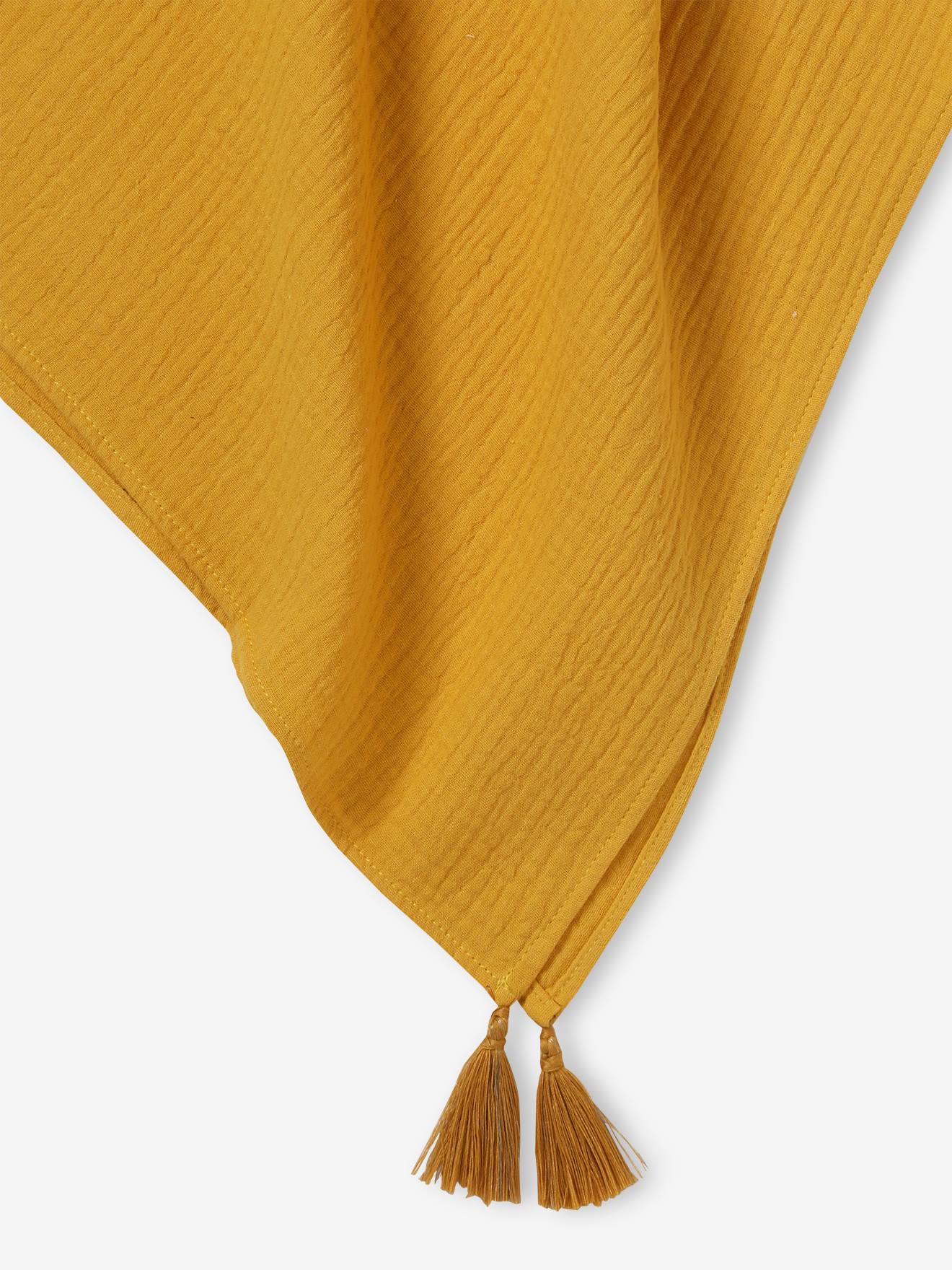 Foulard uni personnalisable à pompons fille ocre
