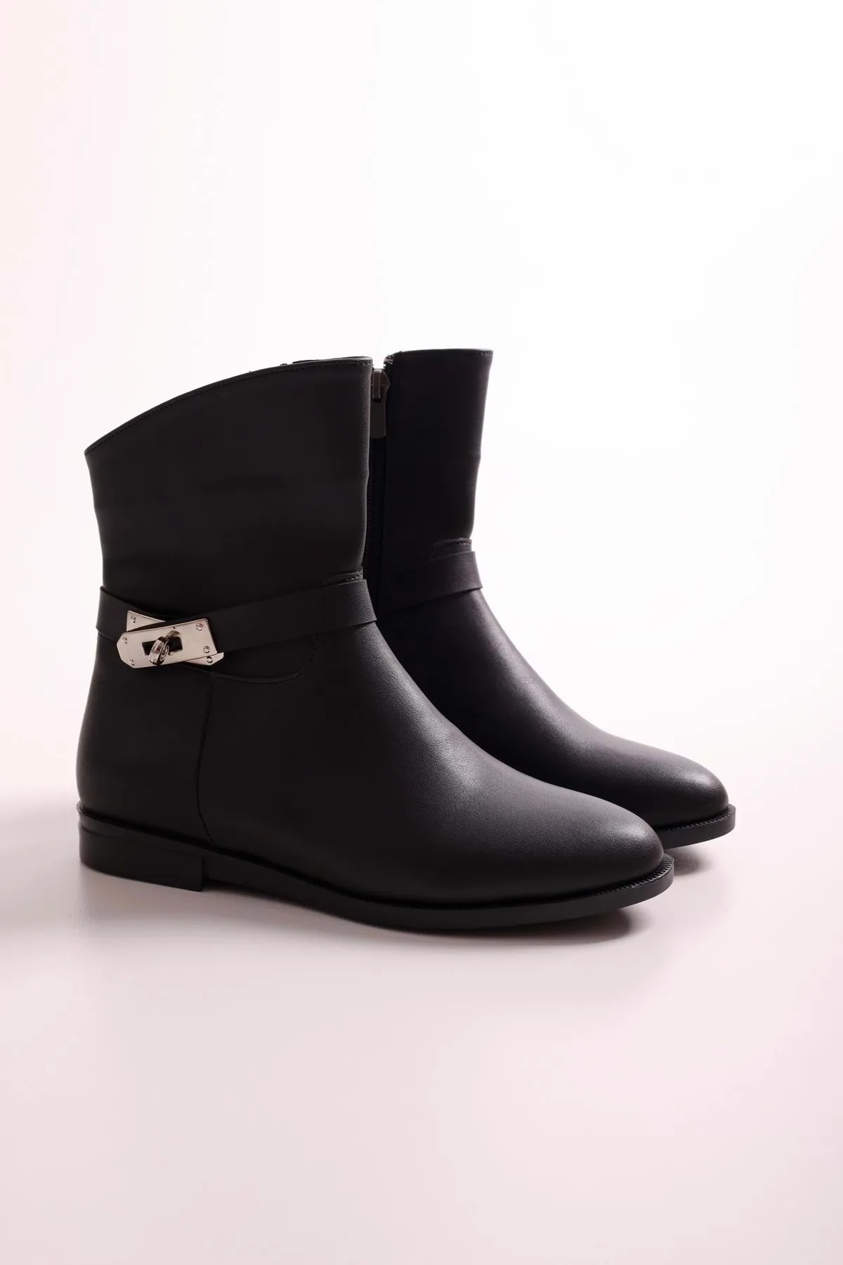Shoeberry  Tiesel Black Skin Damenstiefel mit Absatz Black Skin
