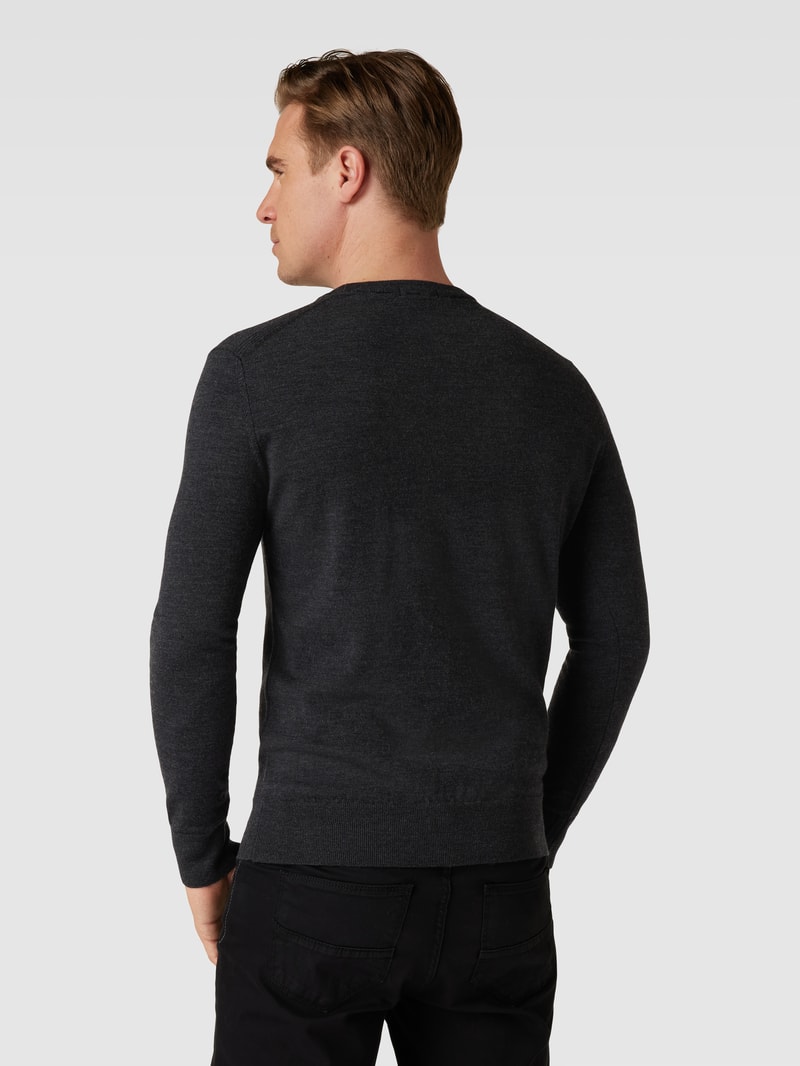 Strickpullover mit Label-Stitching in anthrazit