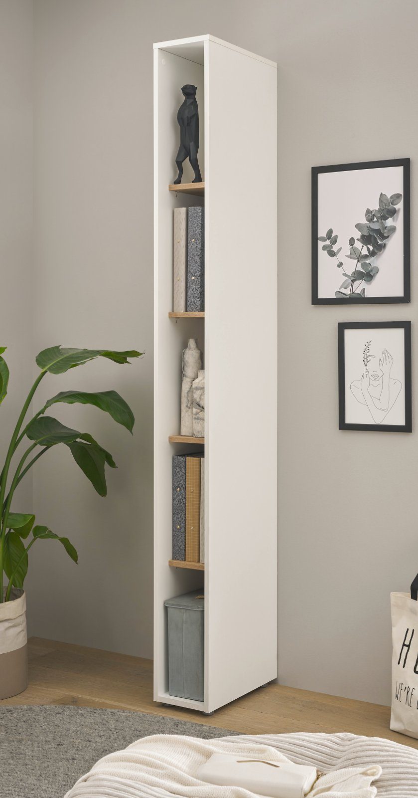 Furn.Design Aktenregal Center, Regalschrank in weiß mit Wotan Eiche, mit 5 Ordnerhöhen