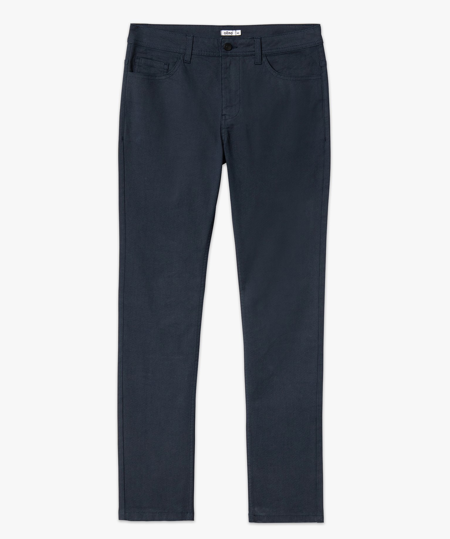 Pantalon slim 5 poches en toile extensible homme bleu fonce | GEMO