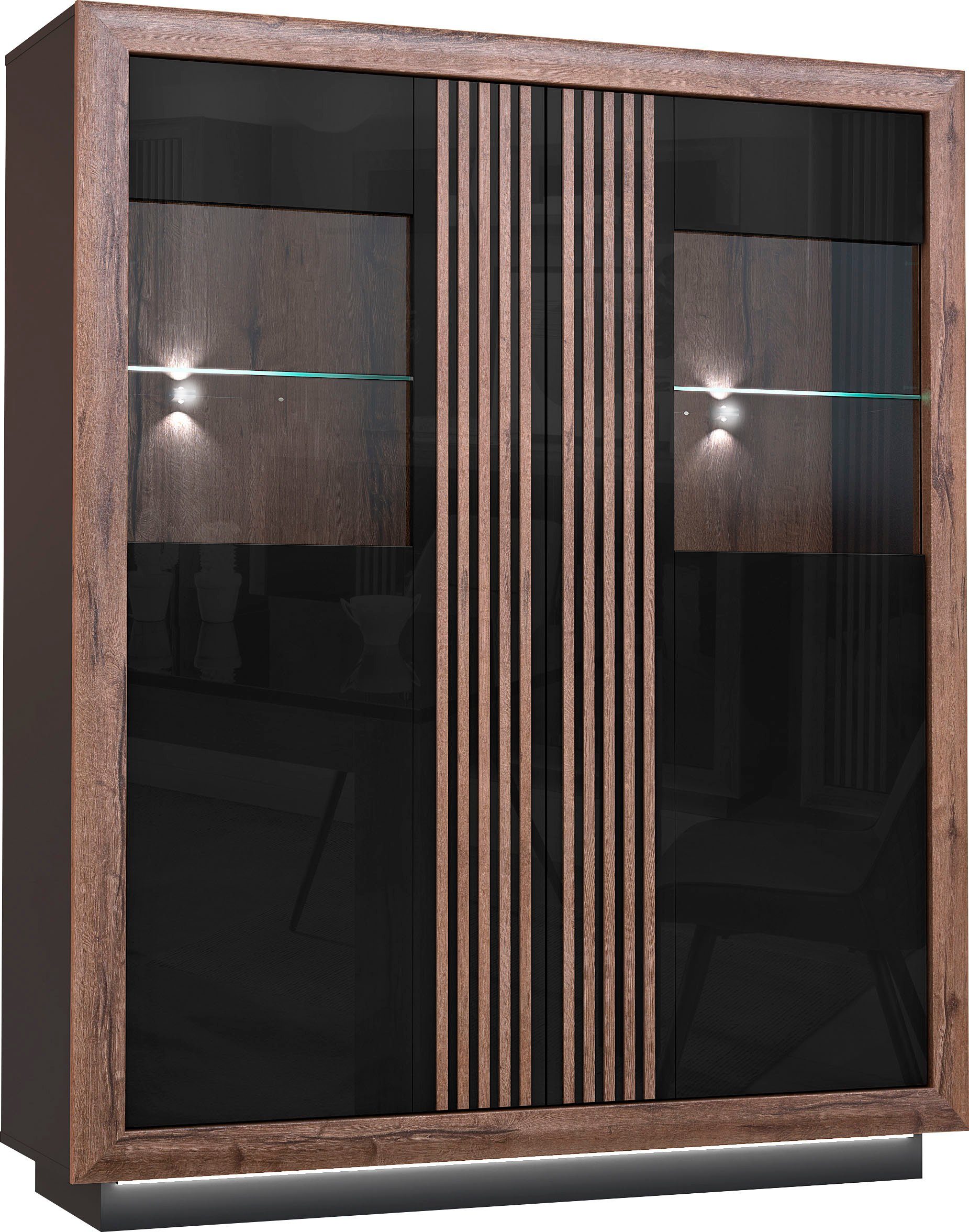 FORTE Highboard Savona, Höhe 161 cm, inkl. Beleuchtung