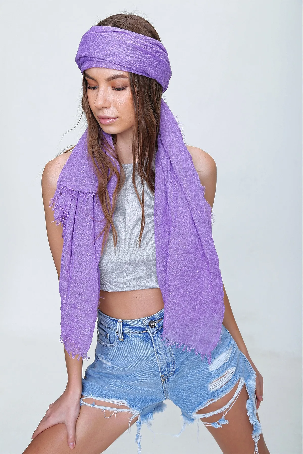 Trend Alaçatı Stili  Lila Pareo-Schal für Damen ALC-A2198