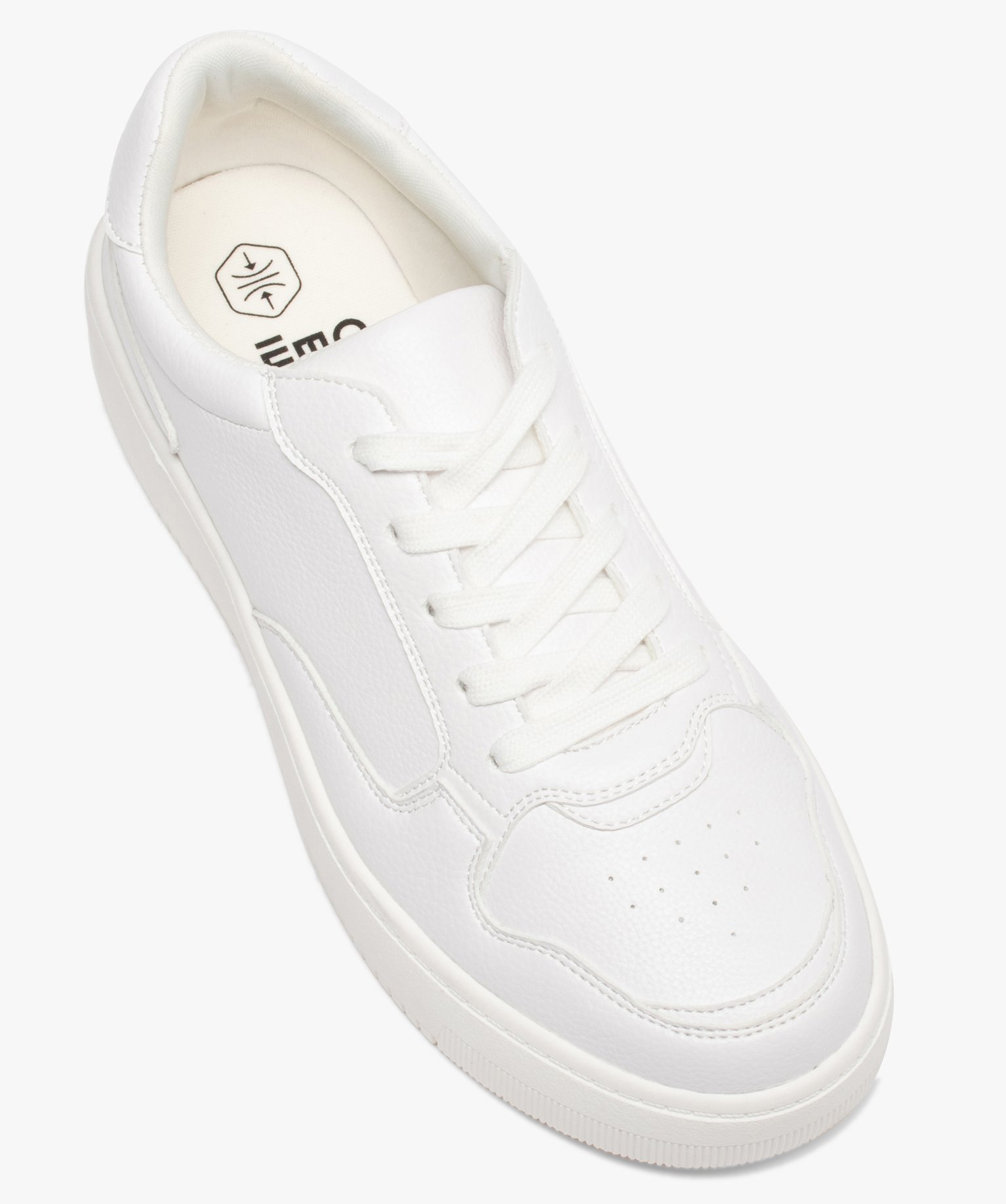 Tennis femme unies à lacets et semelle épaisse blanc | GEMO