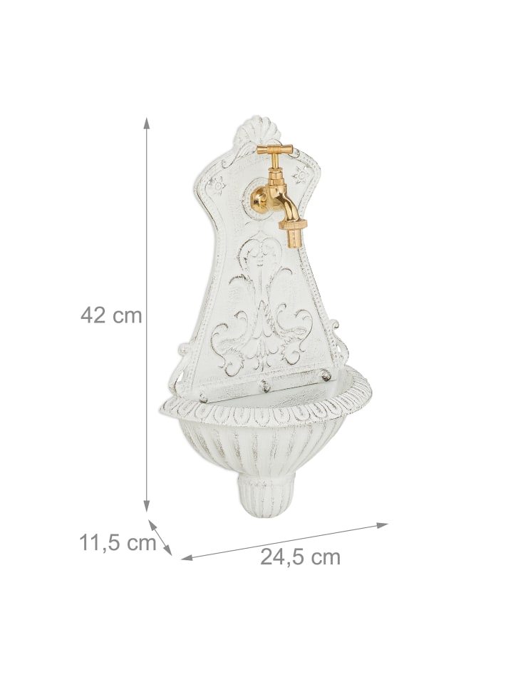 relaxdays Wandbrunnen in Weiß - (B)24,5 x (H)42 x (T)11,5 cm günstig kaufen onesize