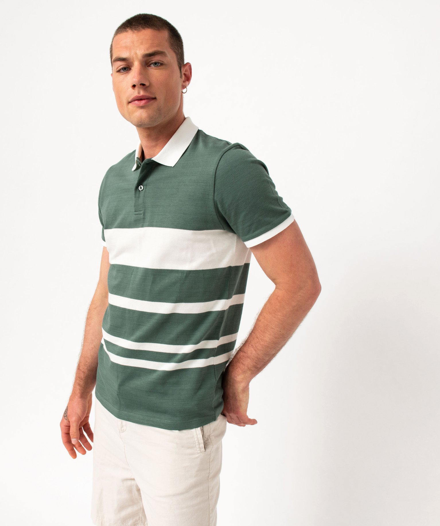 Polo manches courtes bicolore homme raye | GEMO
