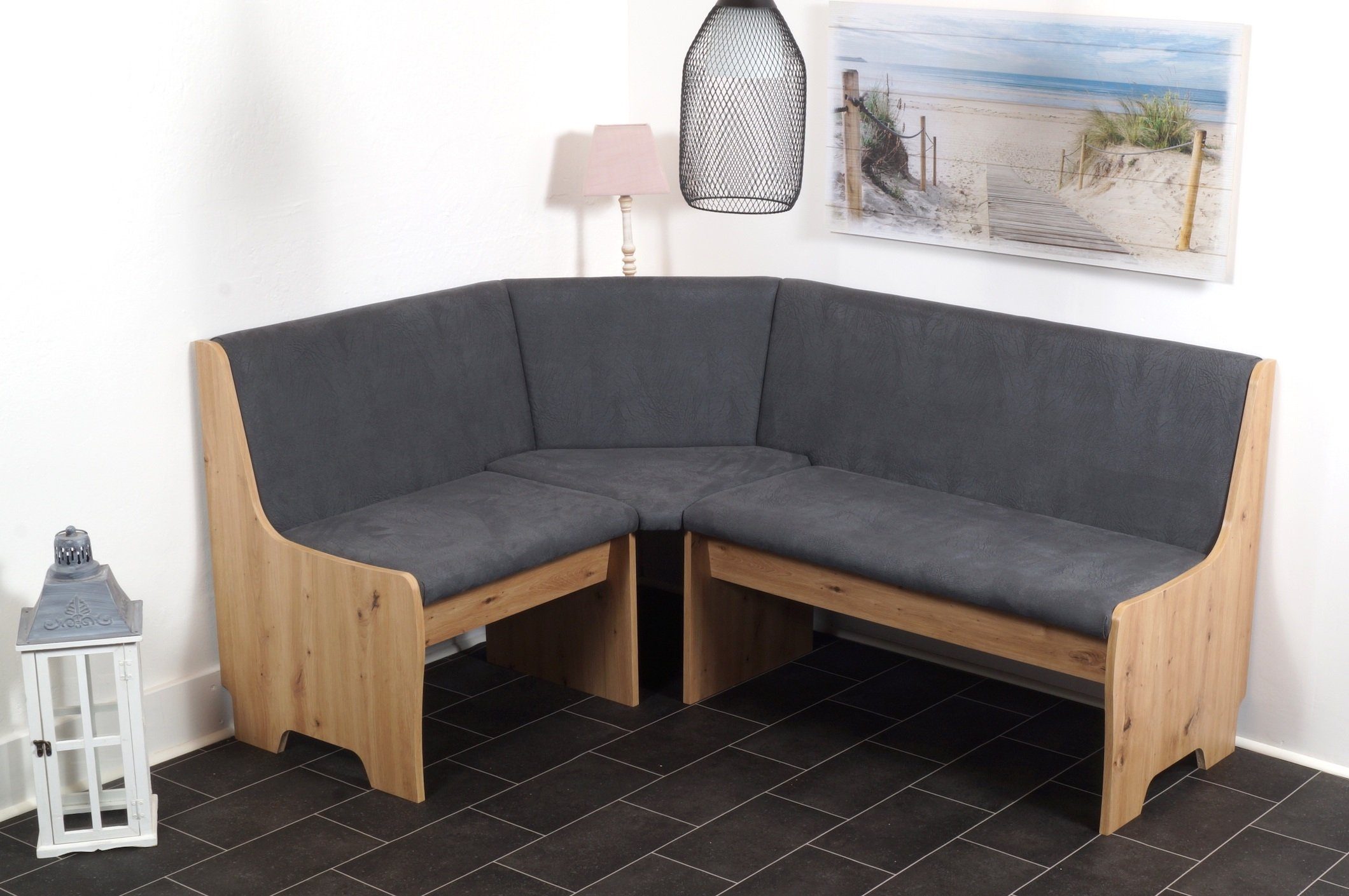 Stolebaenk Eckbankgruppe Bremen MANITI, (Eckbank Set, 1xEckbank, 1xTisch, 2x Stuhl), Beidseitig aufbaubar