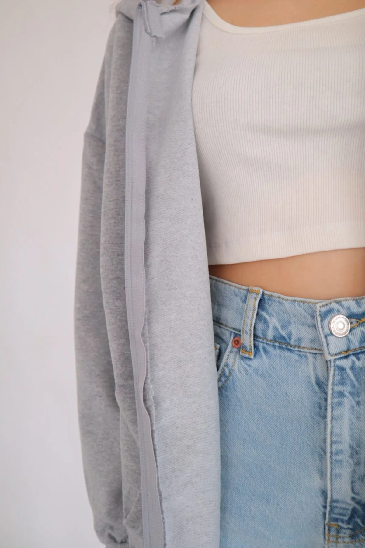 EFBUTİK  Unisex-Cardigan mit Reißverschluss in Grau