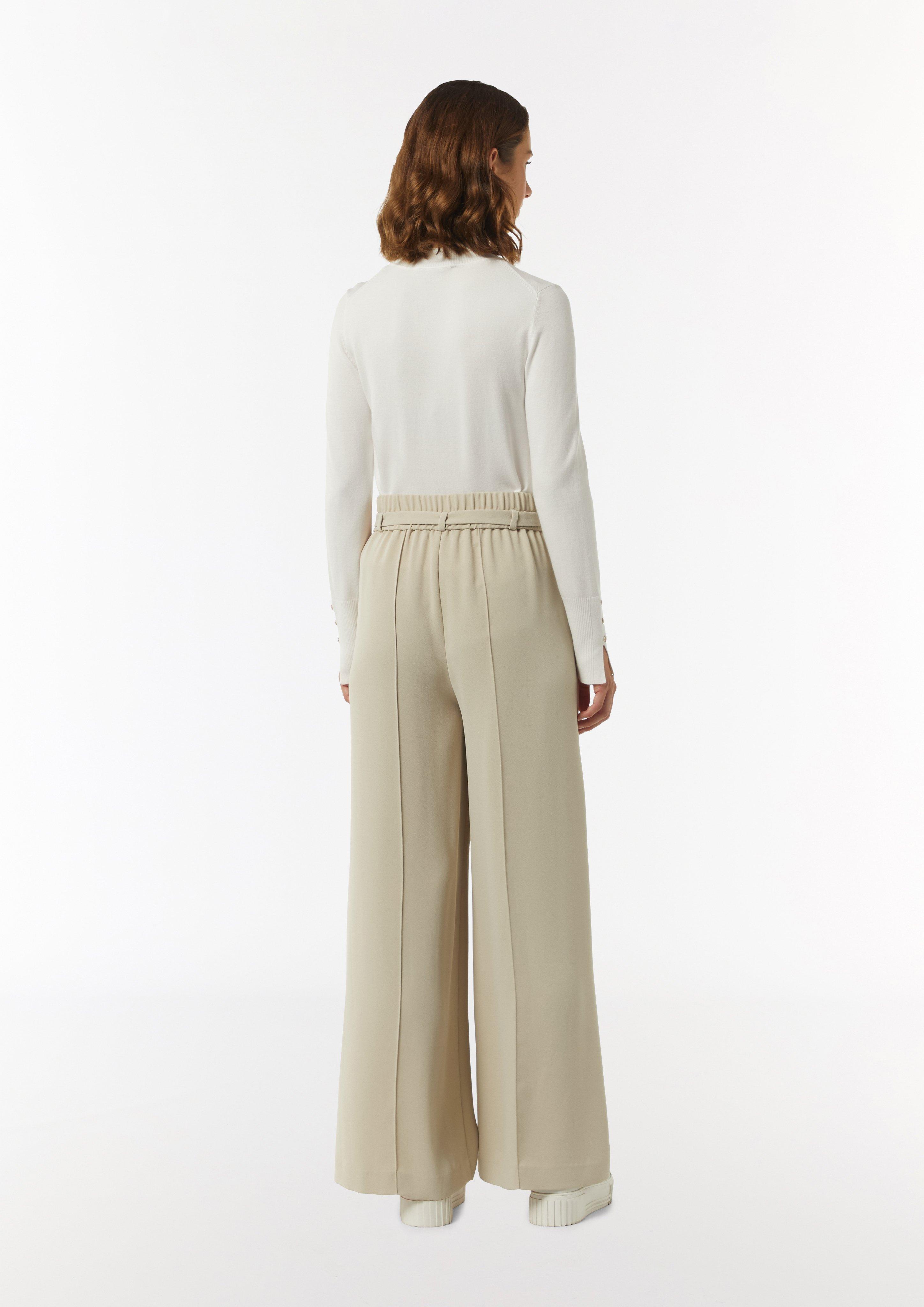 Schlupfhose mit High Rise und weitem Bein - beige