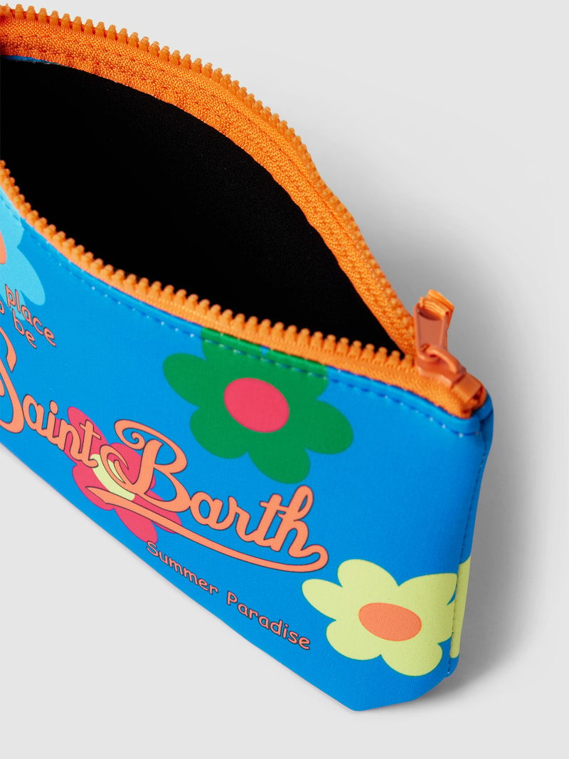 Kulturtasche mit Allover-Muster Modell 'ALINE SPONGE' in blau