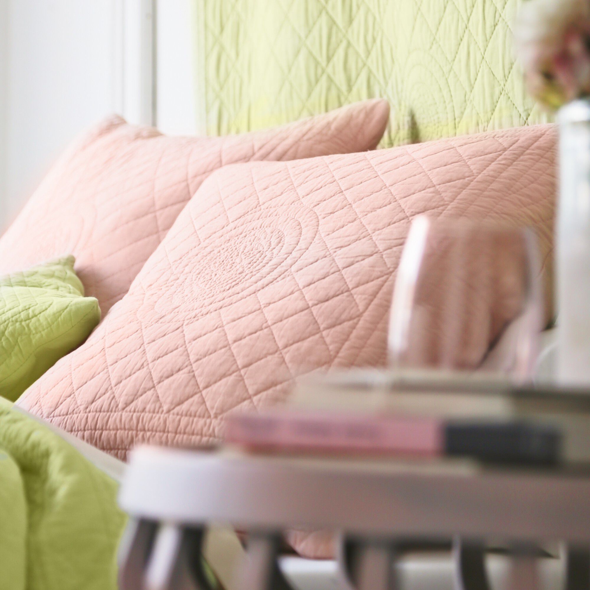 Housse coussin unie style boutis Cassandre