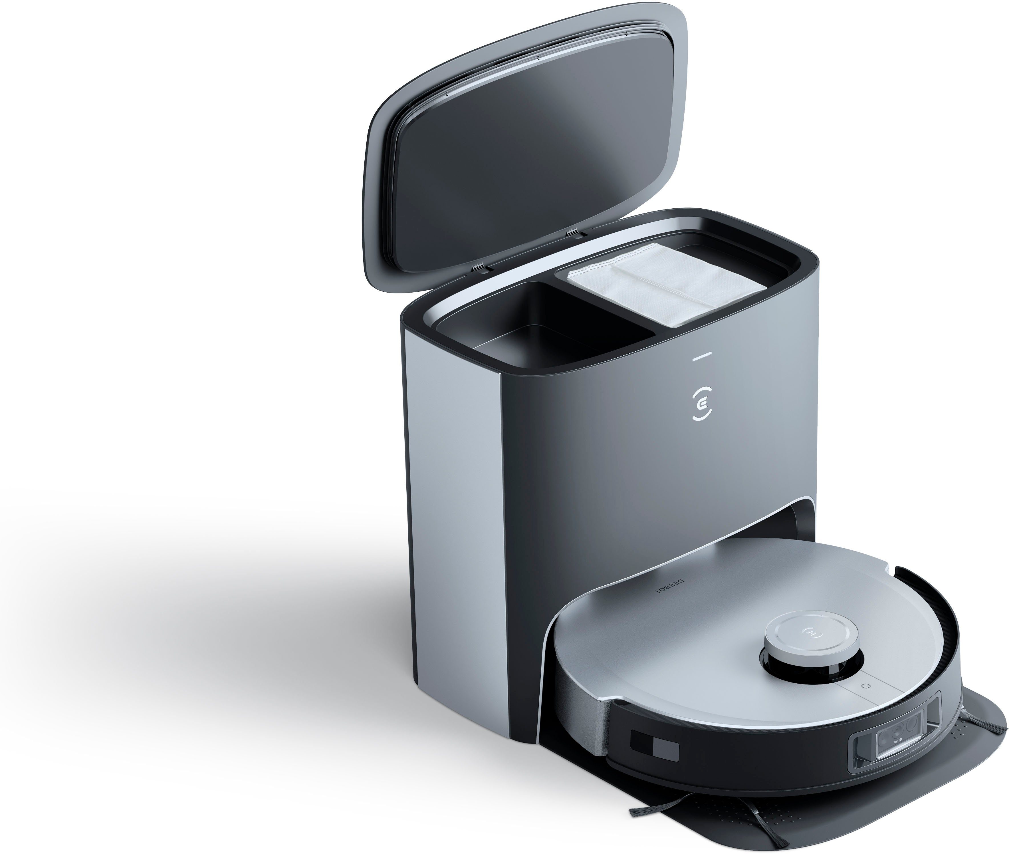 ECOVACS Nass-Trocken-Saugroboter DEEBOT X1 PLUS, 1000 W, 5000PA, DToF-Laser, AIVI 3.0, Absaugstation, YIKO, Schwarz/Silber