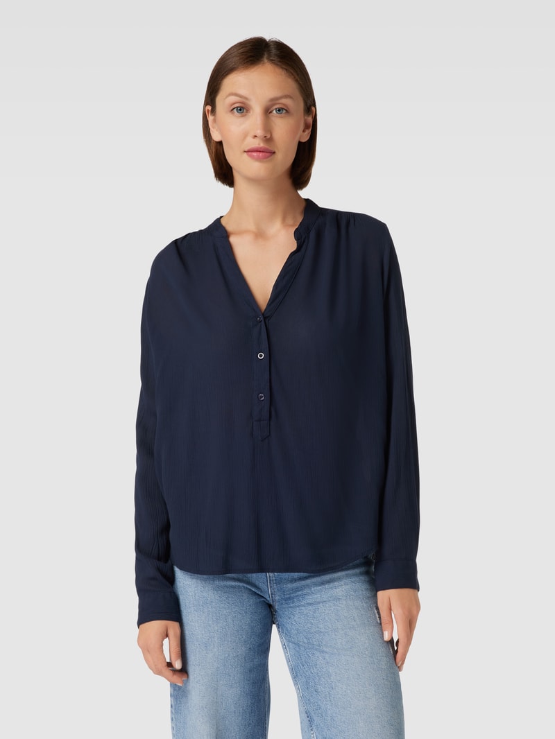 Blusenshirt mit V-Ausschnitt in dunkelblau