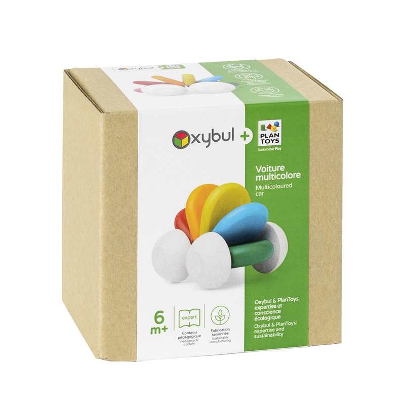 Voiture multicolore en bois Oxybul