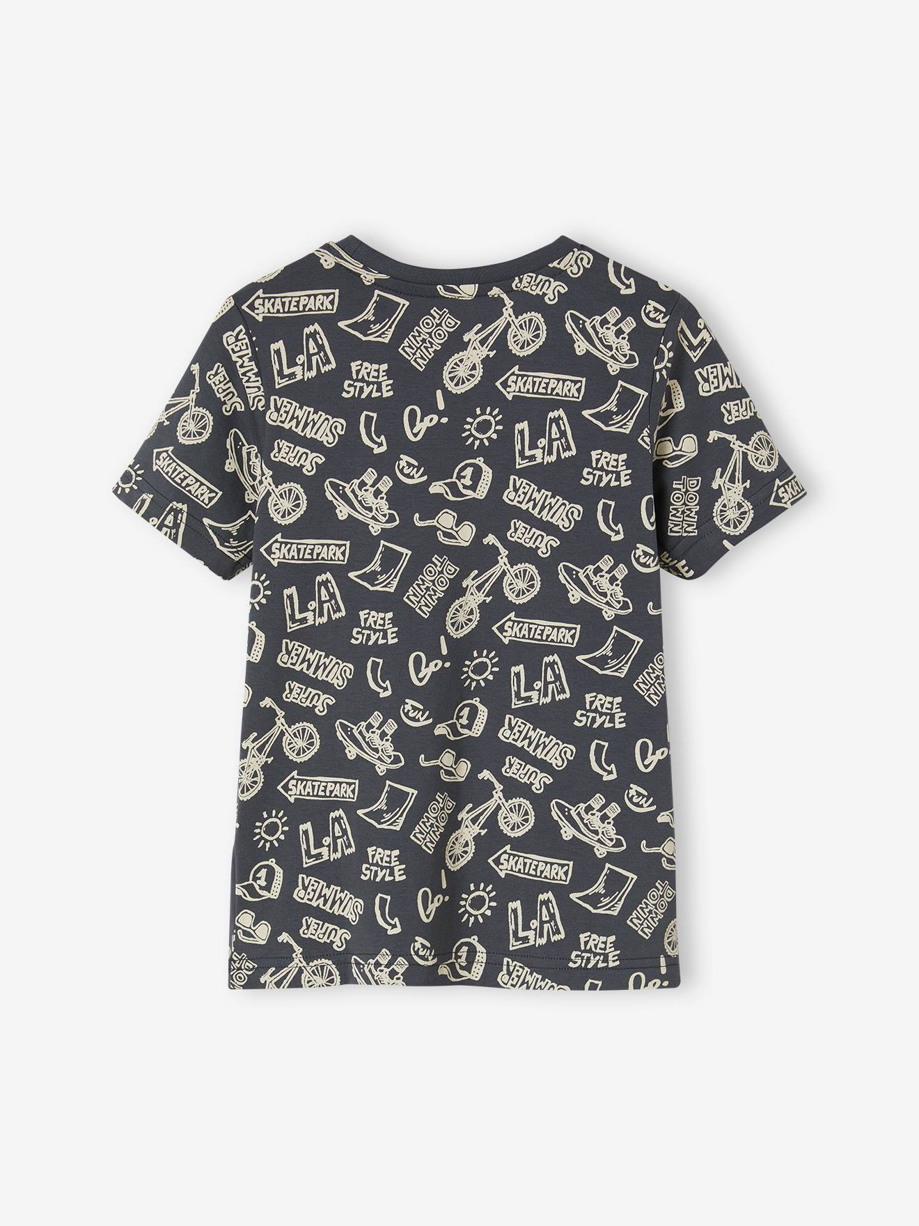 Vertbaudet Jungen T-Shirt, Print und Brusttasche Oeko-Tex - ziegel