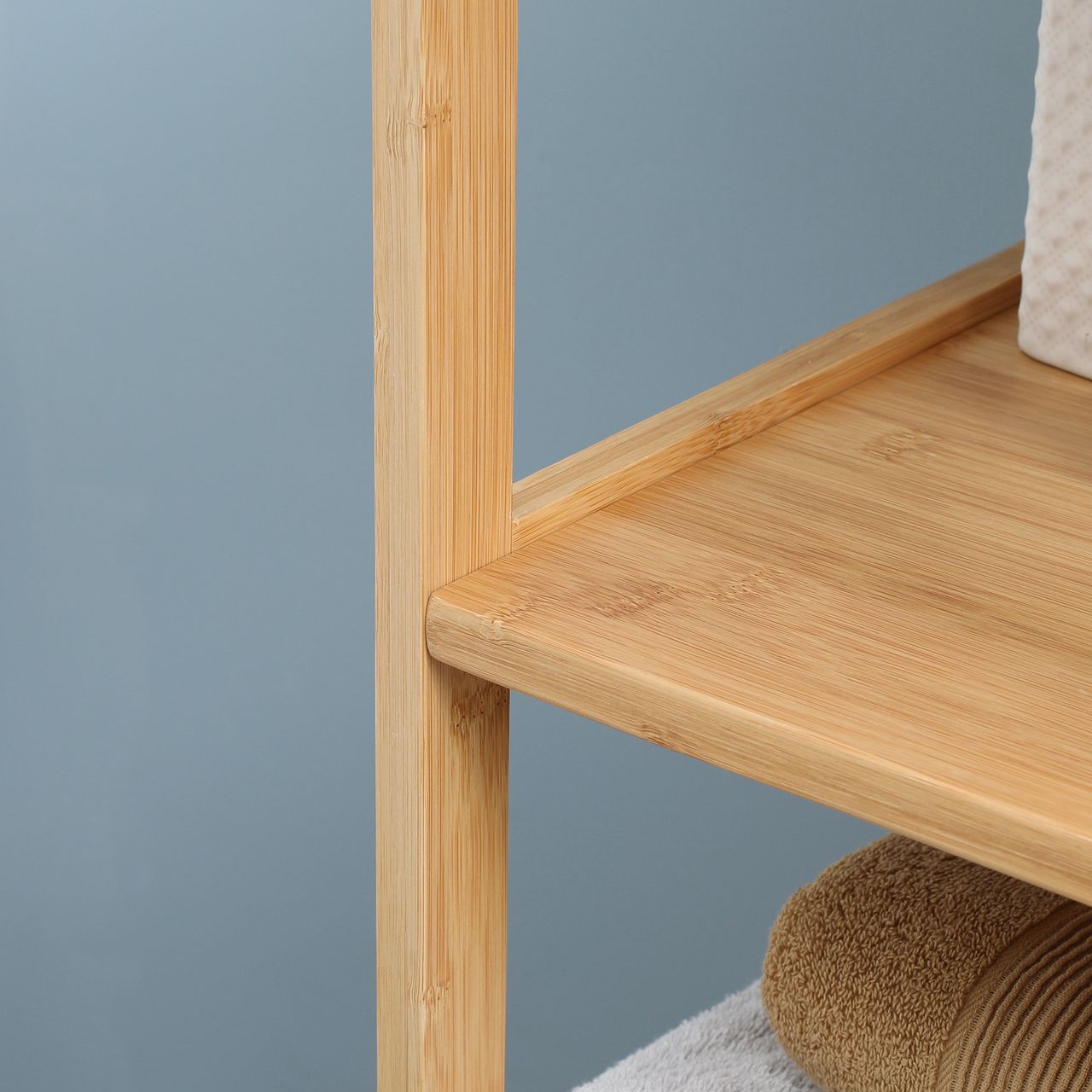kleankin Badezimmerschrank, Beistellschrank aus Bambus, Hochschrank, Kippschutz