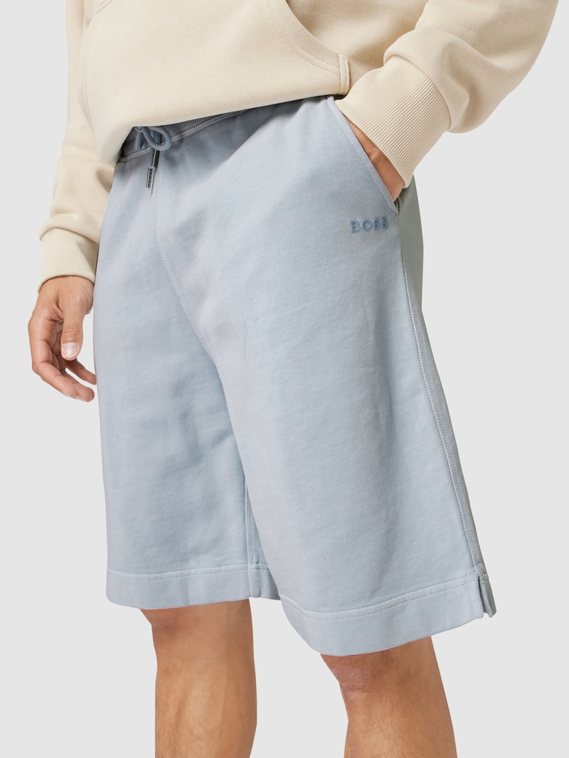 Sweatshorts mit Label-Print Modell 'Sefadebasic' in hellblau