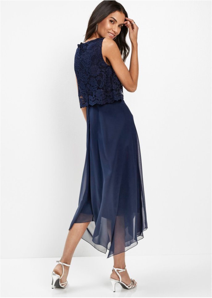 Premium Chiffonkleid mit Spitze