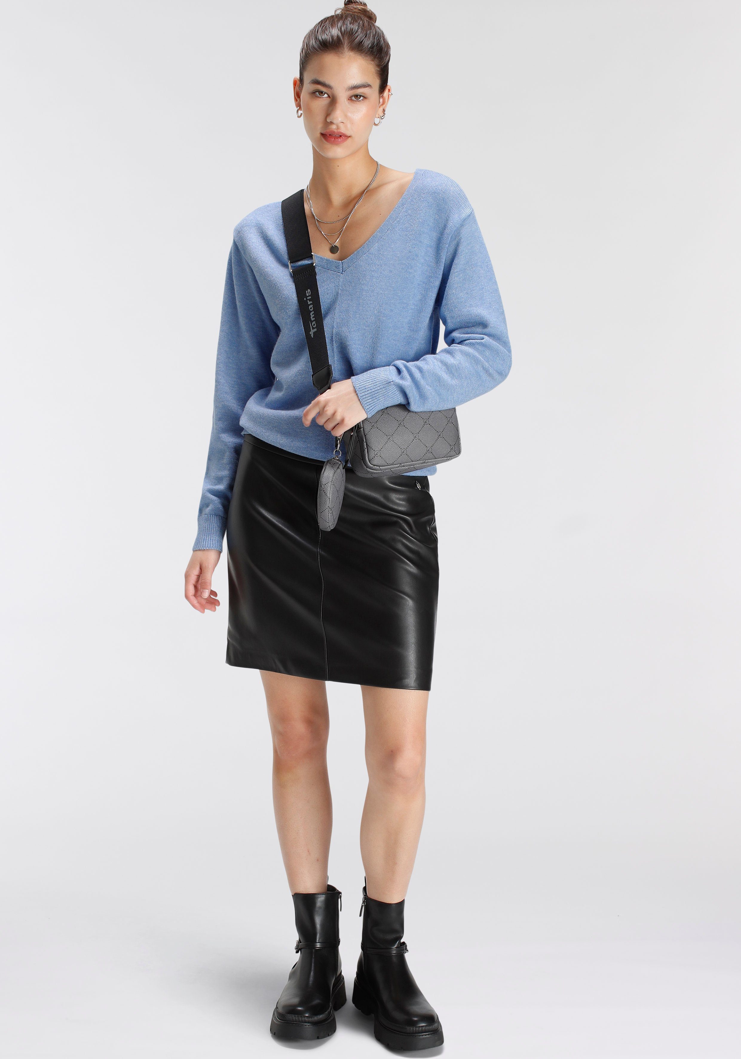 Tamaris V-Ausschnitt-Pullover mit Frontbiese