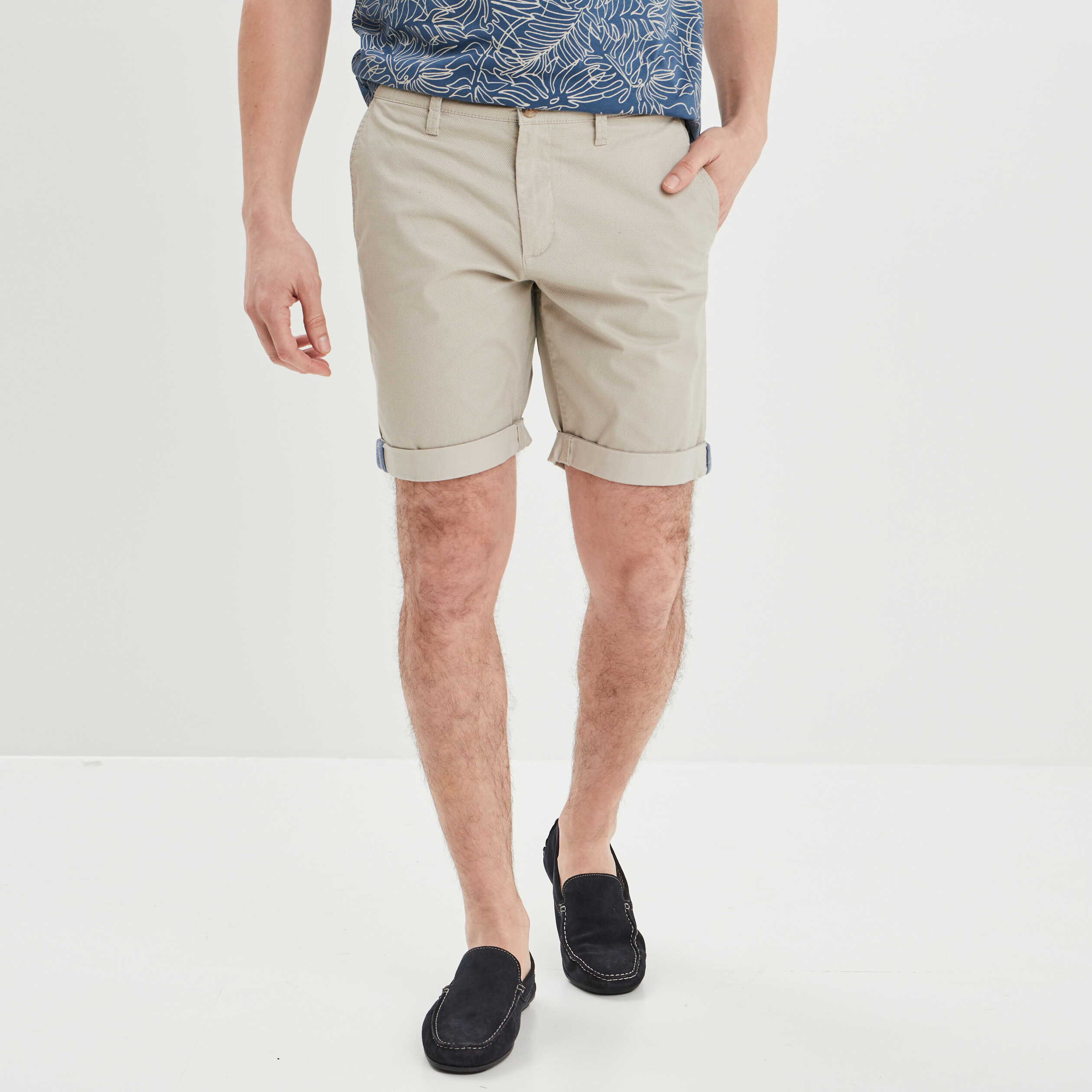 Bermuda chino droit Creeks beige homme | La Halle