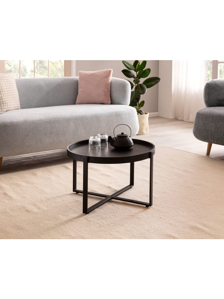 KADIMA DESIGN Couchtisch 60x60x35 cm Mango Massivholz / Metall Sofatisch günstig kaufen onesize
