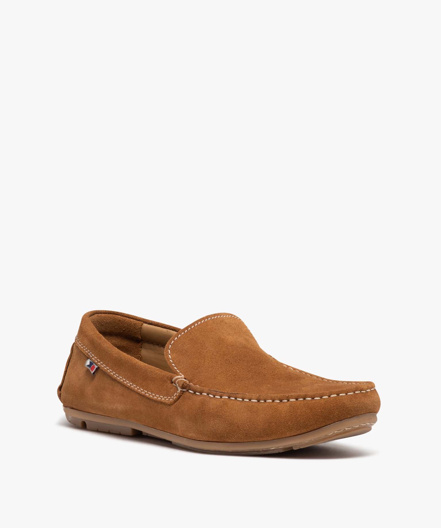 Mocassins homme unis en cuir velours camel | GEMO