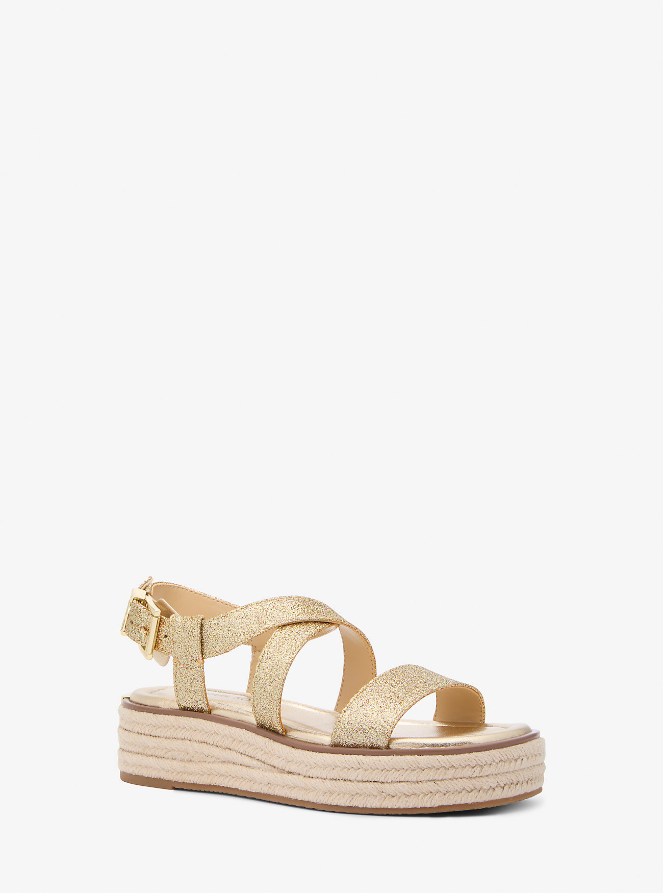 Sandały espadryle Lynn Metallic Leather Platform - PALE GOLD