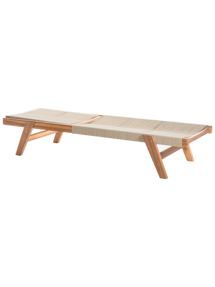 Beliani Gartenliege PROSSEDI in Beige/Heller Holzfarbton - (W) 64 x (H) 35 x (L) 190 cm günstig kaufen onesize