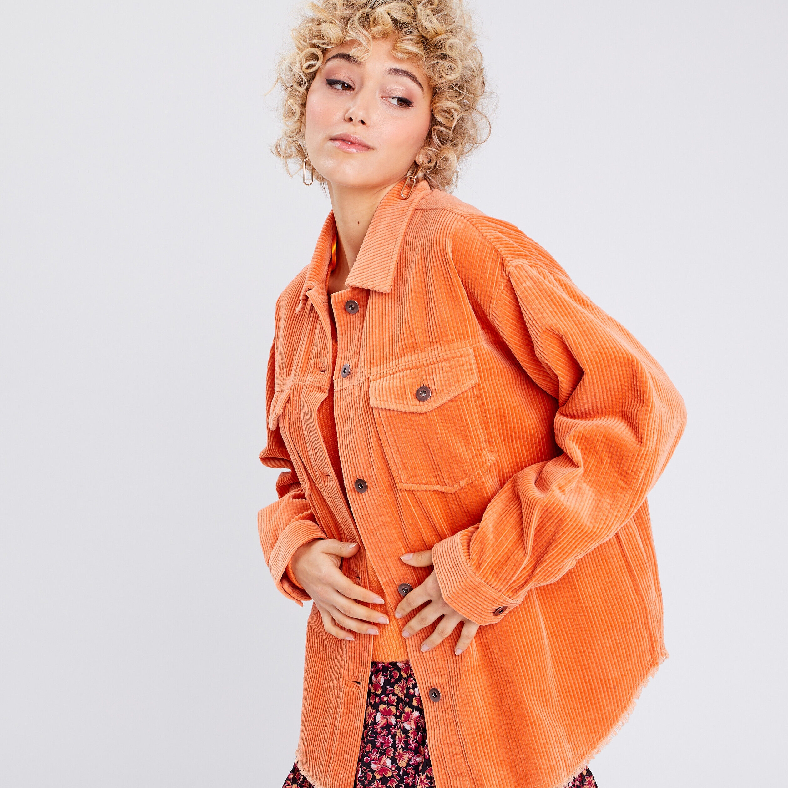 Surchemise manches longues orange femme | Cache Cache