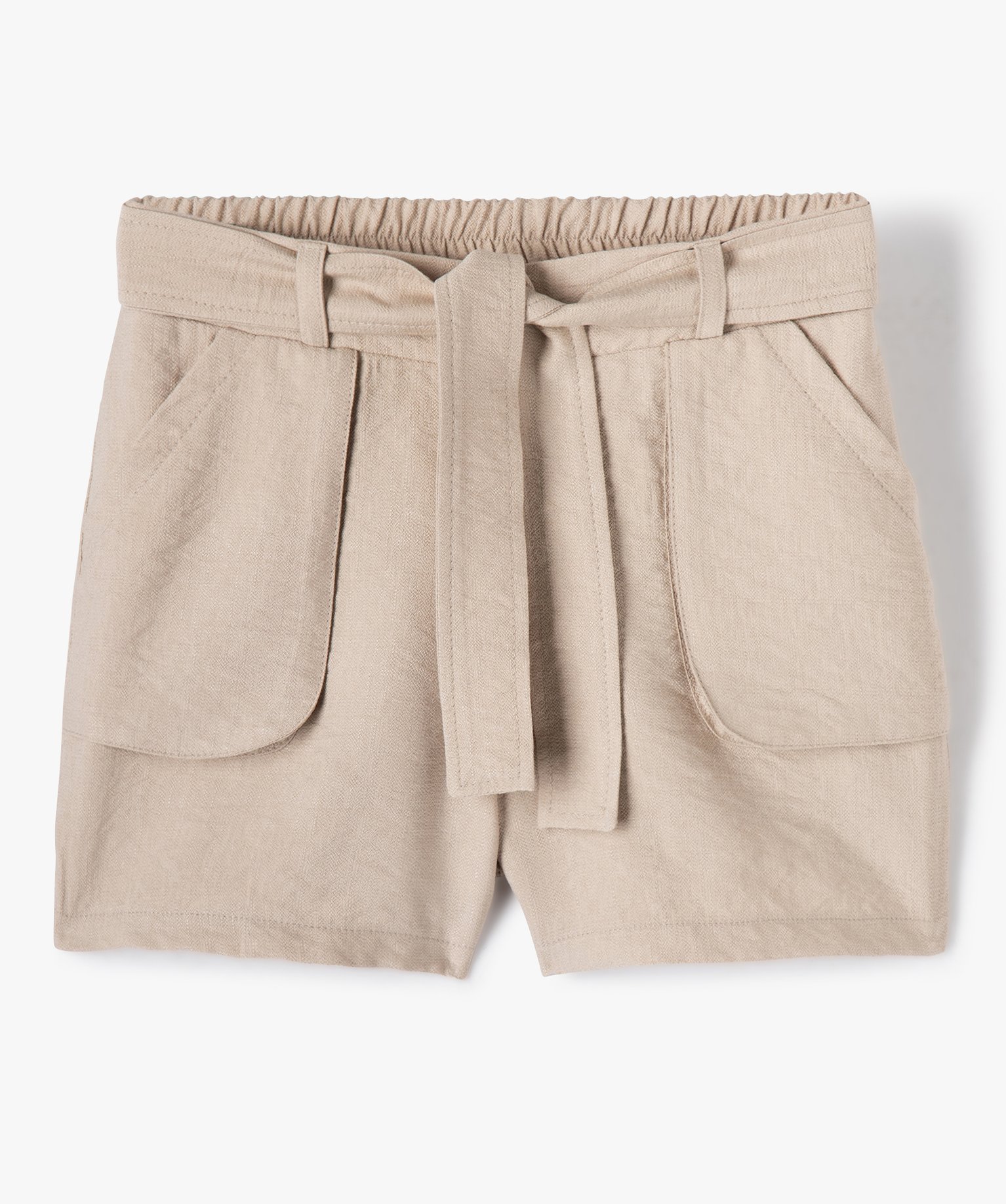 Short fille ample à taille haute beige | GEMO