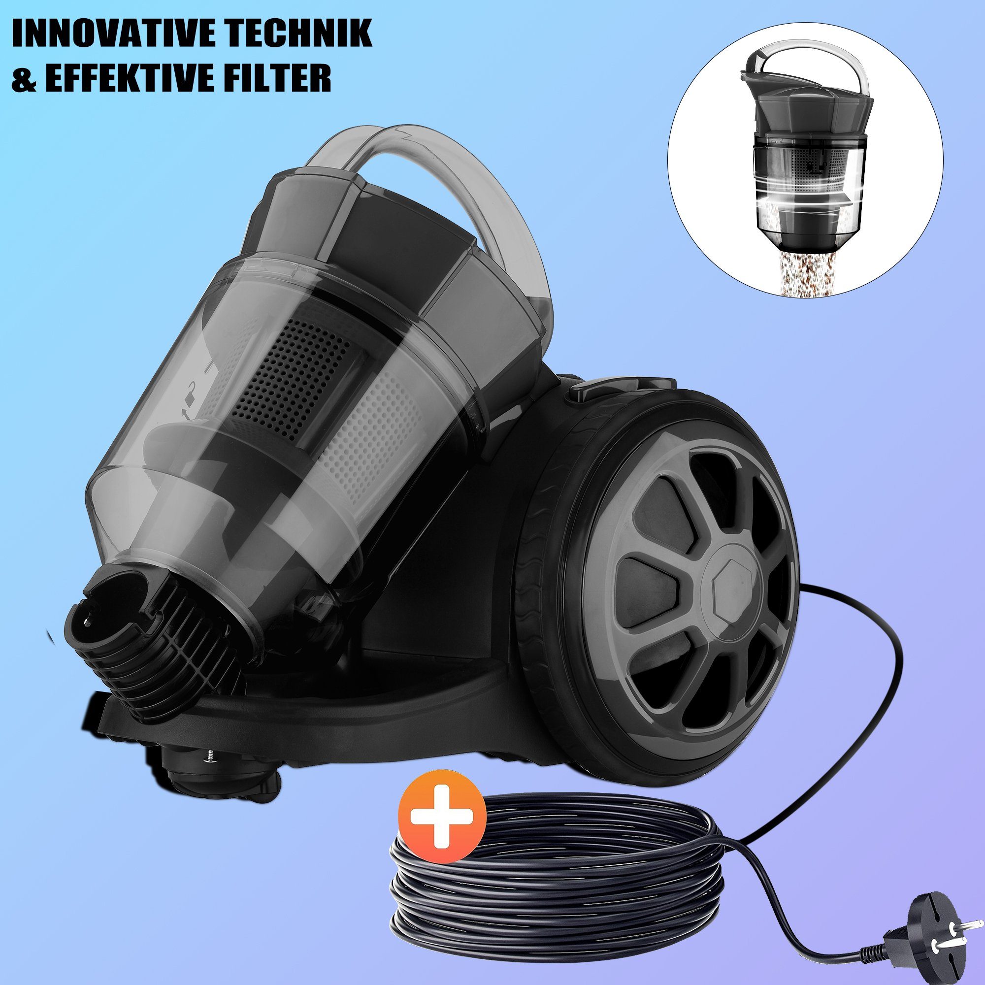 Tisoutec Bodenstaubsauger beutelloser Staubsauger,leichter 1600W Staubsauger, Bodenstaubsauger, 1600,00 W, beutelloser Staubsauger,leichter 1600W Staubsauger, Bodenstaubsauger, HEPA Filter, Bodenstaubsauger,Bodendüse für Parkett,Teppich,Fliesen,Hygie