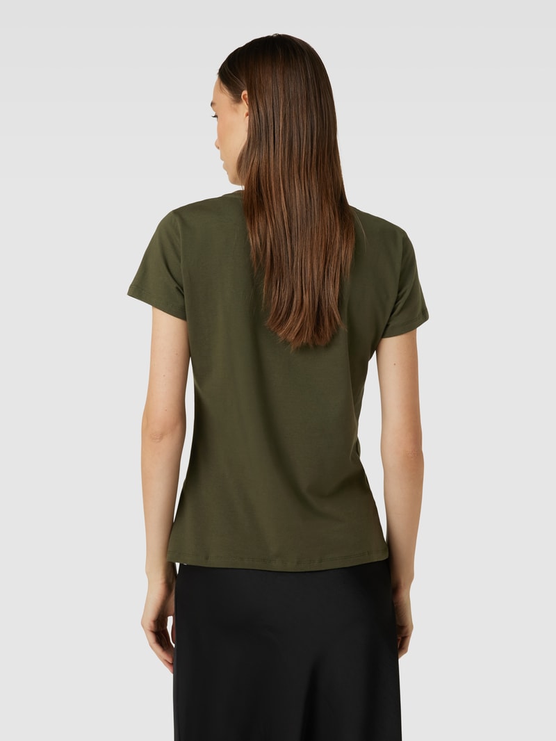 T-Shirt mit Ziersteinbesatz in olivgrün