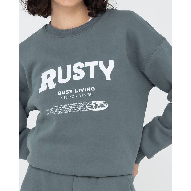 RUSTY BUSY LIVING RELAXED CREW FLEECE Rundhalspullover Damen