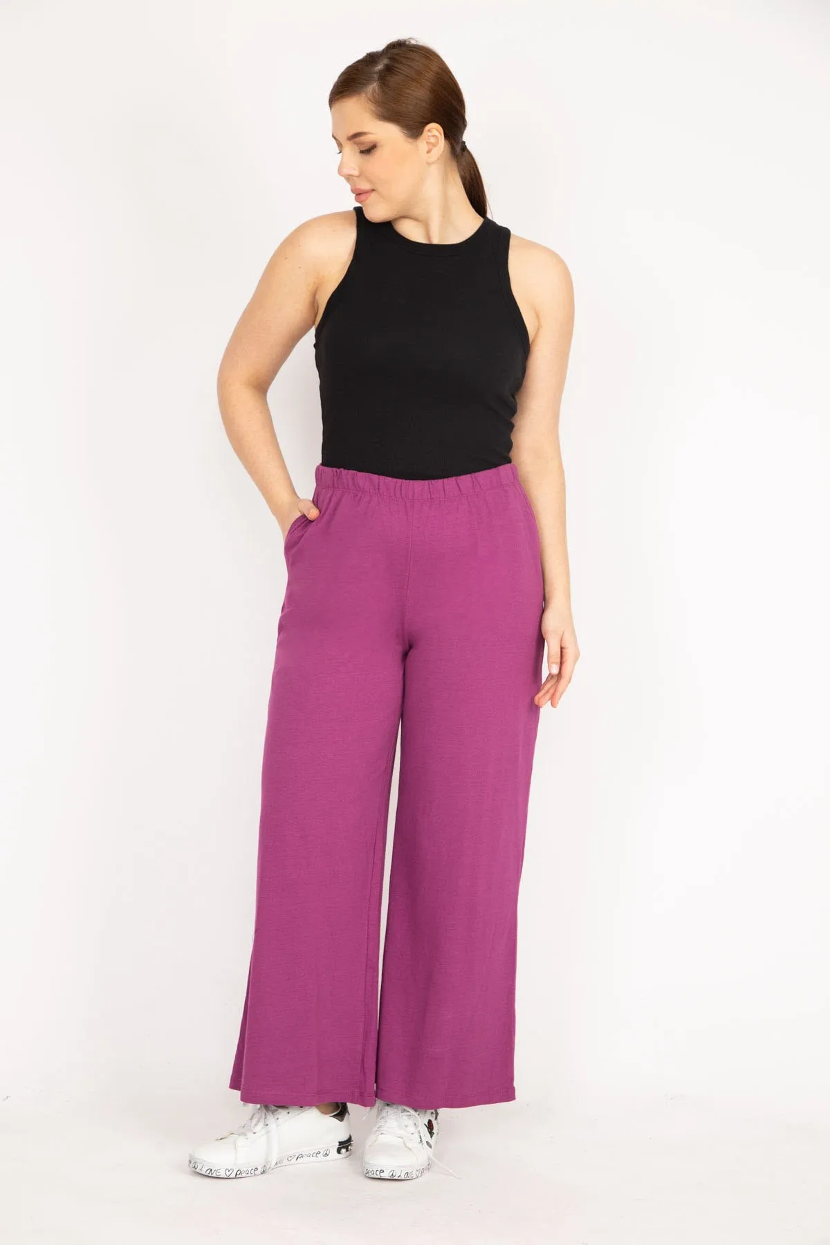 Şans  Damen-Jogginghose von Fujya, große Größe, weites Bein, unten, 65n35988