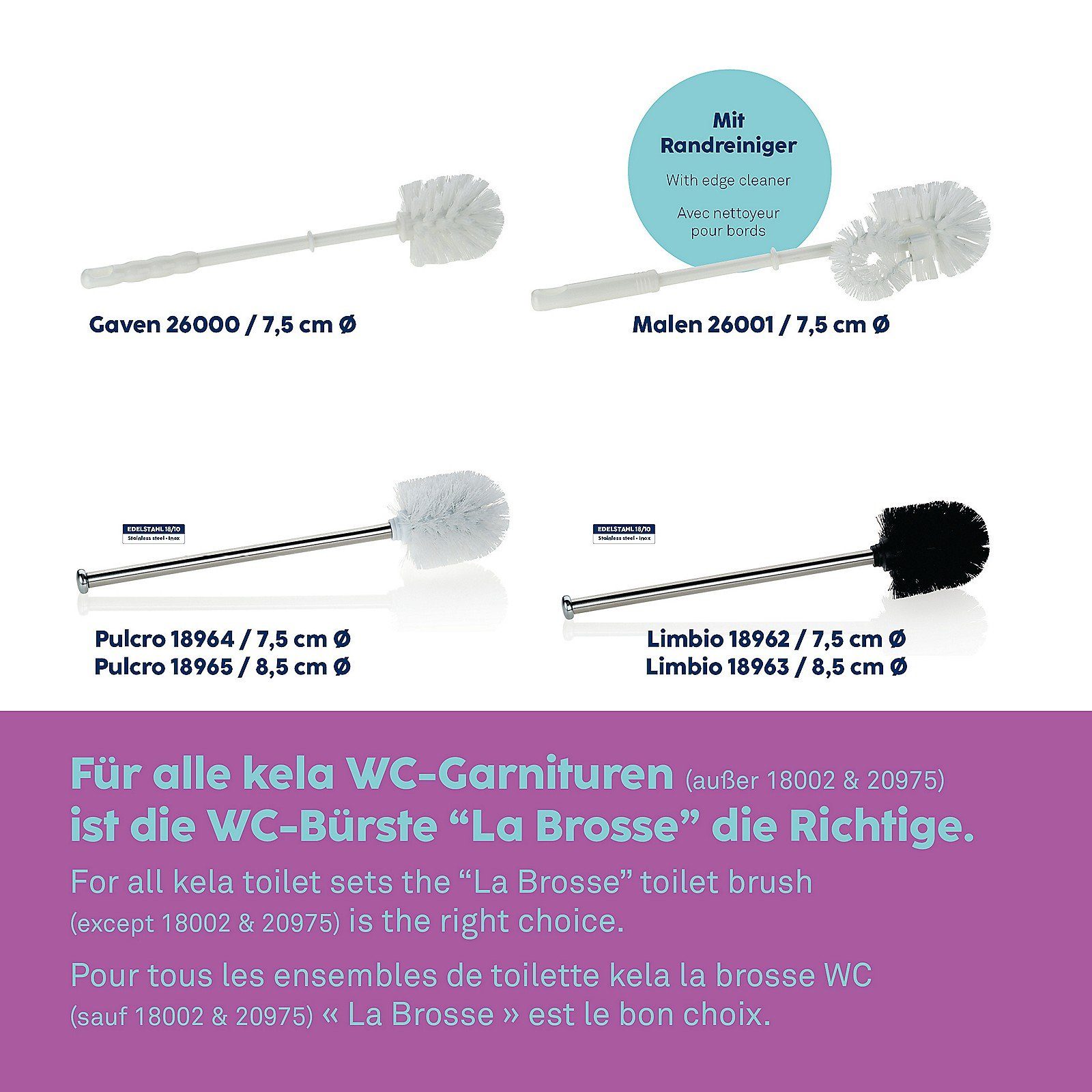 kela WC-Reinigungsbürste Limbio, Edelstahlgriff