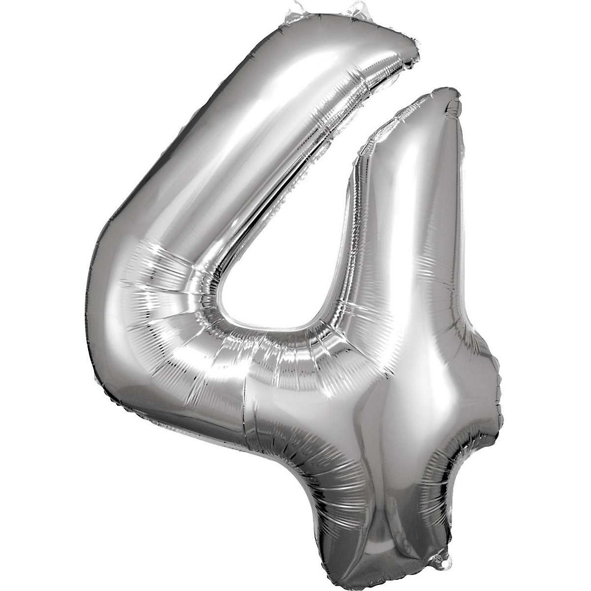 Super Shape Folienballon Silber, Zahl 4, 88 cm