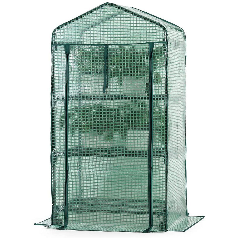 Sekey Foliengewächshaus Mobiles Gewächshaus Winterfest Klein, mit 3 Etagen, 69 x 49 x 125 cm, Pflanzenzucht für Garten und Balkon, einfache Montage