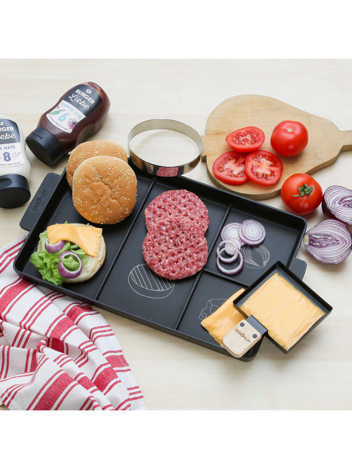 MARELIDA Cookut Burger Set 3in1 Burgerplatte/Burgerring/Pfanne 40x23cm in schwarz günstig kaufen onesize