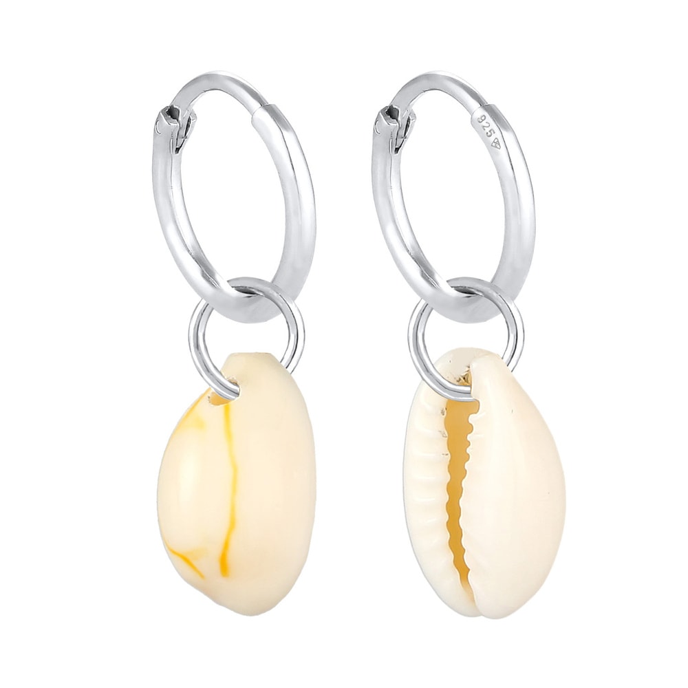 Elli Elli Boucles d'Oreilles Femmes créoles mer vacances tendance avec coquillages cau Boucles d'oreilles