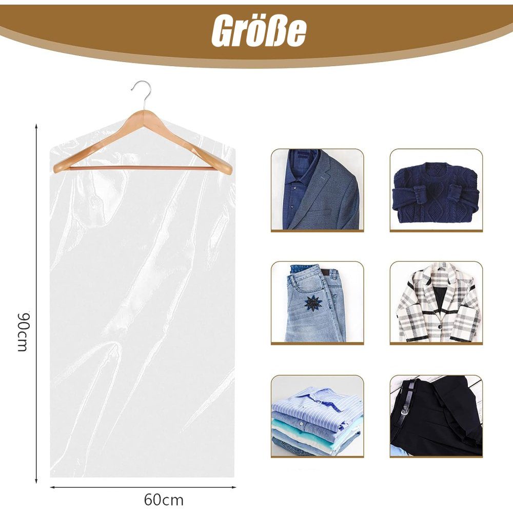 Lubgitsr Kleiderschutzhülle 50 Stück Kleidersack Anzugtasche 60x90 cm Staubdicht Kleiderschutz (50 St)