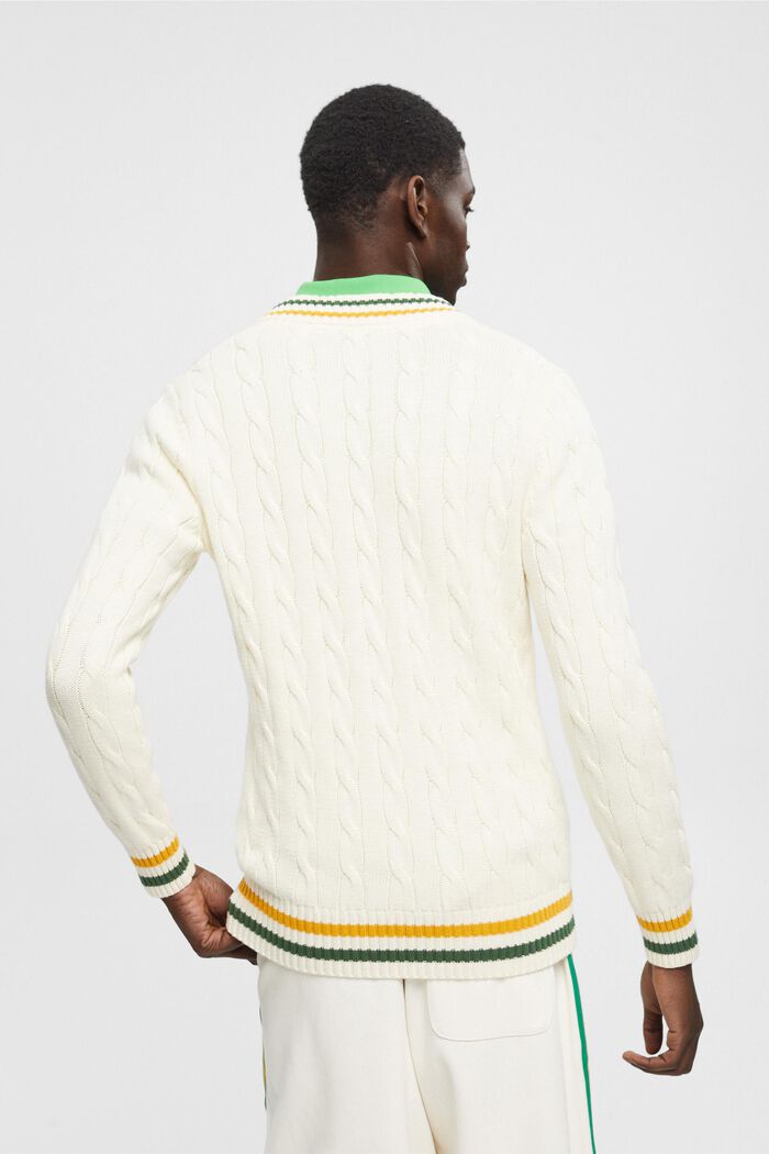 Zopfstrickpullover mit Logo-Patch